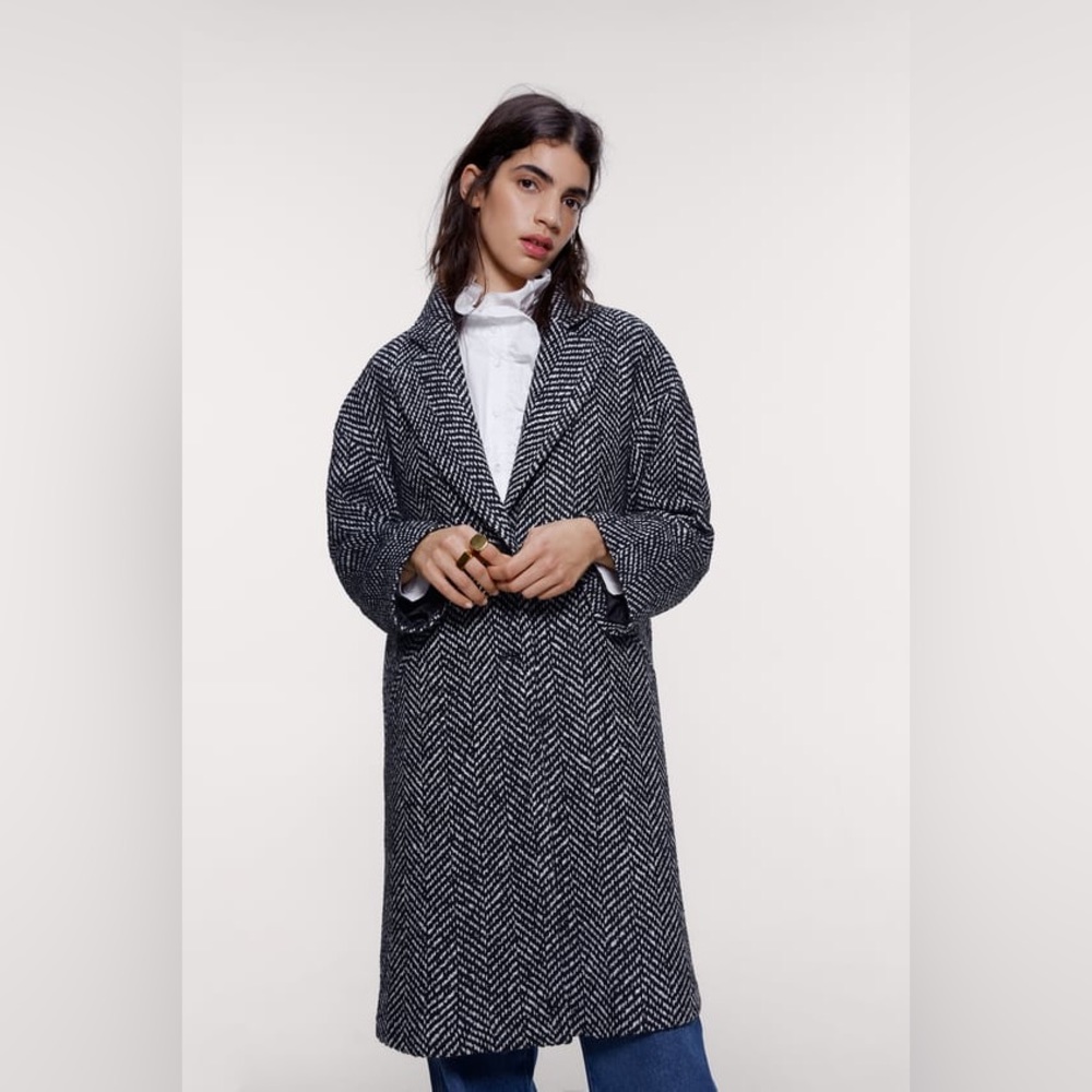 NWT Zara Herringbone Coat